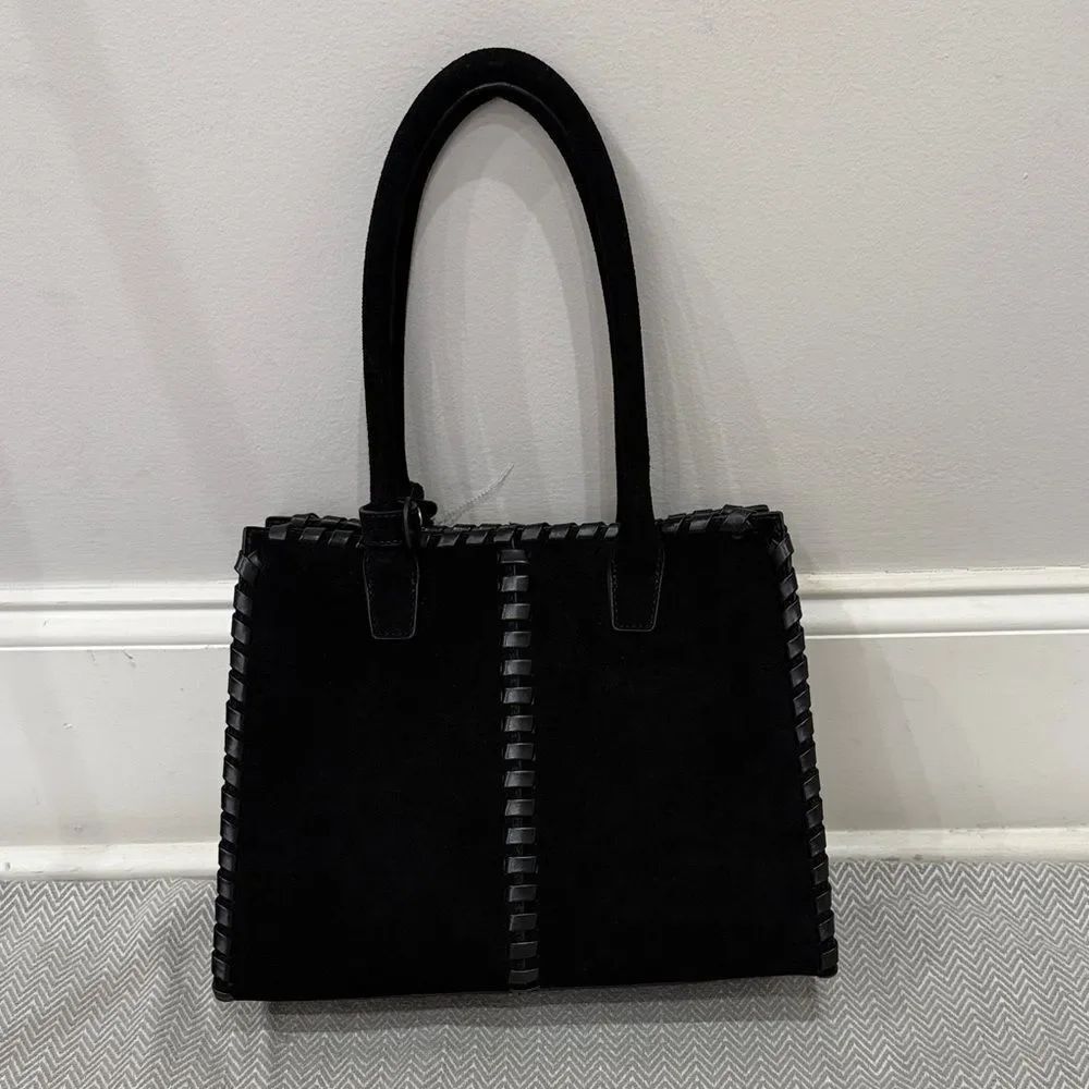 Dune London Genuine Leather Suede Black Handbag New